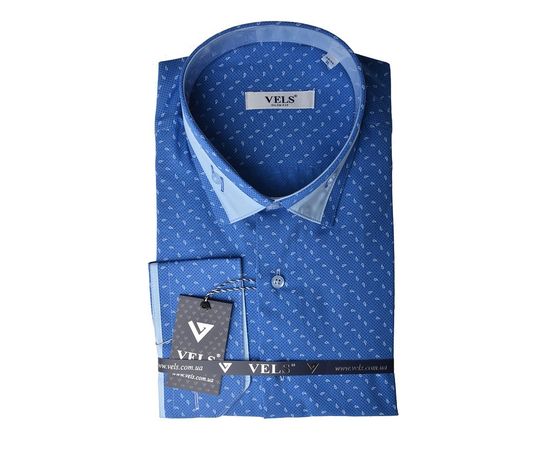 Сорочка VELS 20572/11 з блакитною вставкою приталена, Розмір: L, Колір: джинс с голуб. рис. | Інтернет-магазин Vels