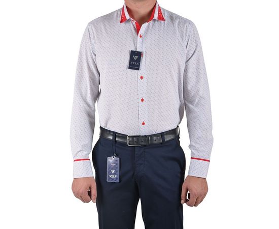 Рубашка VELS 20572/3 отд., пр., Размер: L, Цвет: белая с красн. рисун., фото 2 | Интернет-магазин Vels