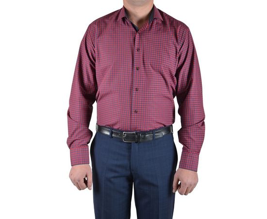 Сорочка VELS 9356/1 класична з темно-сиными вставками, Розмір: M/176-182, Колір: красно-синяя клетка, фото 2 | Інтернет-магазин Vels