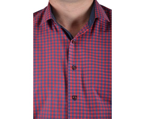 Сорочка VELS 9356/1 класична з темно-сиными вставками, Розмір: M/176-182, Колір: красно-синяя клетка, фото 4 | Інтернет-магазин Vels