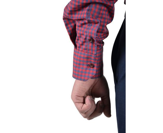 Сорочка VELS 9356/1 класична з темно-сиными вставками, Розмір: M/176-182, Колір: красно-синяя клетка, фото 5 | Інтернет-магазин Vels