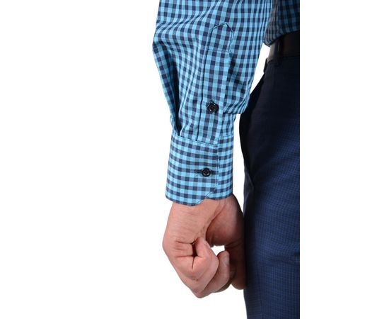 Рубашка VELS 9356/7 кл. отд., Размер: L/182-188, Цвет: сине-голубая клетка, фото 4 | Интернет-магазин Vels