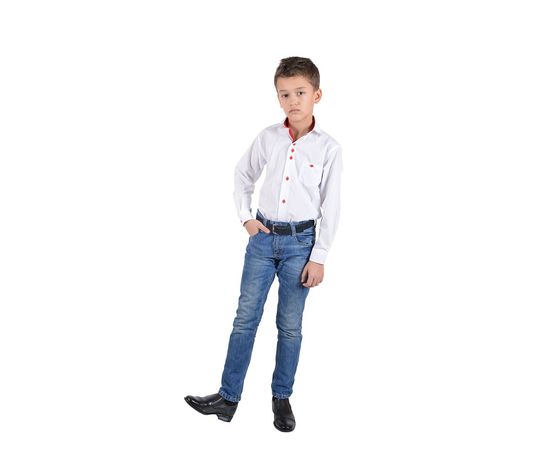 Рубашка VELS 1 красн.отд. дет., Размер: 5, Цвет: белый с красной отд., фото 4 | Интернет-магазин Vels