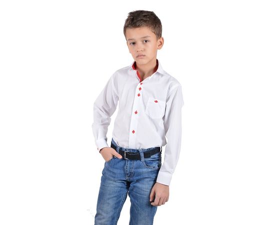 Рубашка VELS 1 красн.отд. дет., Размер: 5, Цвет: белый с красной отд., фото 2 | Интернет-магазин Vels