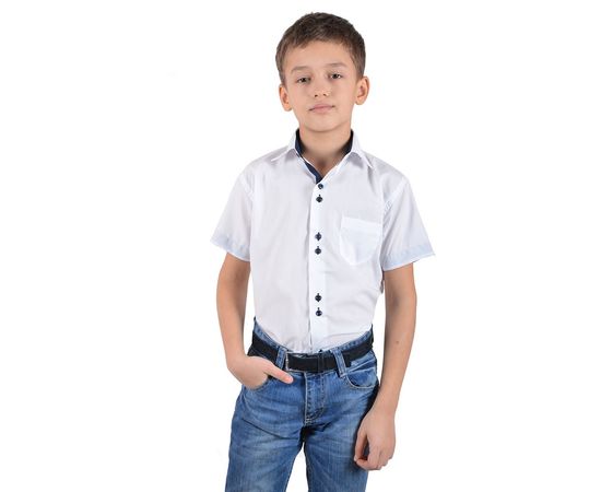 Сорочка дитяча VELS 1 з темно-синьою вставкою, короткий рукав, Розмір: 6, Колір: белая с т.синим, фото 2 | Інтернет-магазин Vels