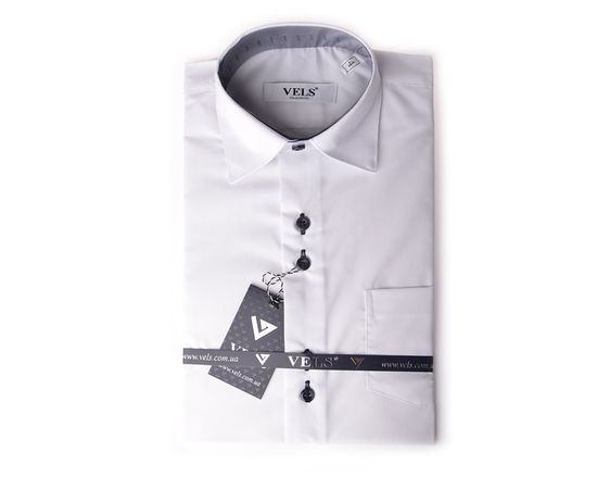 Рубашка детская на мальчика VELS 1 отд. т.син. к/р, Размер: 9, Цвет: белая с т.синим | Интернет-магазин Vels