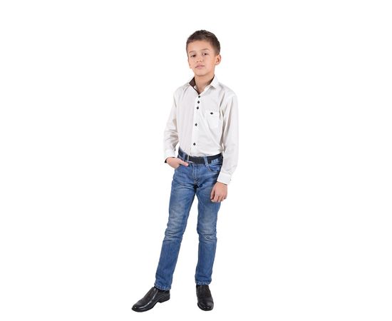 Рубашка VELS 215 кор.отд. дет., Размер: 1, Цвет: айвори с корич. отд., фото 4 | Интернет-магазин Vels