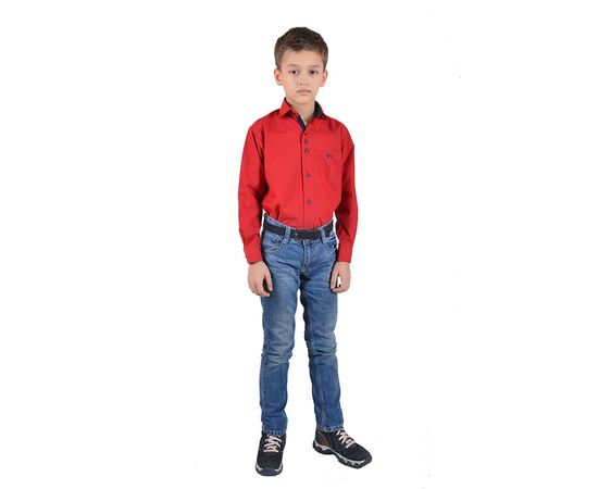 Рубашка VELS 31 т.син отд. дет., Размер: 2, Цвет: красный с т.син. отд., фото 4 | Интернет-магазин Vels