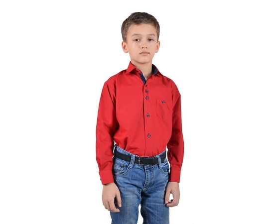 Рубашка VELS 31 т.син отд. дет., Размер: 2, Цвет: красный с т.син. отд., фото 2 | Интернет-магазин Vels