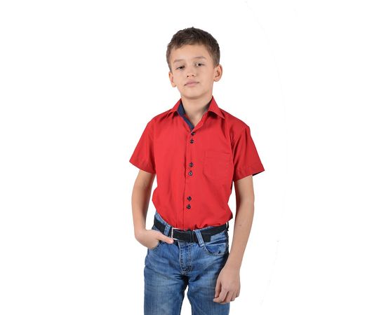 Сорочка дитяча VELS 31 з темно-синьою вставкою короткий рукав, Розмір: 1, Колір: красный с т.син. отд., фото 2 | Інтернет-магазин Vels