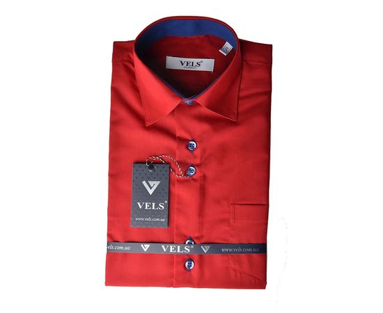Рубашка детская VELS 31 отд. син. к/р, Размер: 5, Цвет: красный с син. отд. | Интернет-магазин Vels