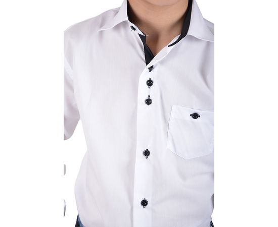 Рубашка VELS 1 чёрн.отд. дет., Размер: 7, Цвет: белая с чёрной отд., фото 5 | Интернет-магазин Vels