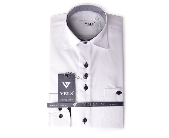 Рубашка VELS 1 чёрн.отд. дет., Размер: 4, Цвет: белая с чёрной отд. | Интернет-магазин Vels