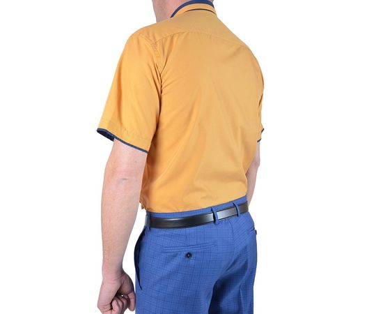 Рубашка мужская классическая VELS 124 к/р, Размер: L, Цвет: горчичн. т.син отд., фото 3 | Интернет-магазин Vels
