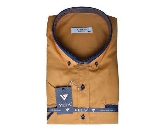 Сорочка VELS 124 класична з темно-синьою вставкою, Розмір: L, Колір: горчичн. т.син отд. | Інтернет-магазин Vels