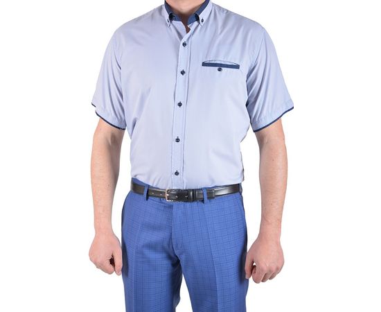 Рубашка мужская классическая VELS 15 к/р, Размер: M, Цвет: серая с т.син.отд., фото 2 | Интернет-магазин Vels