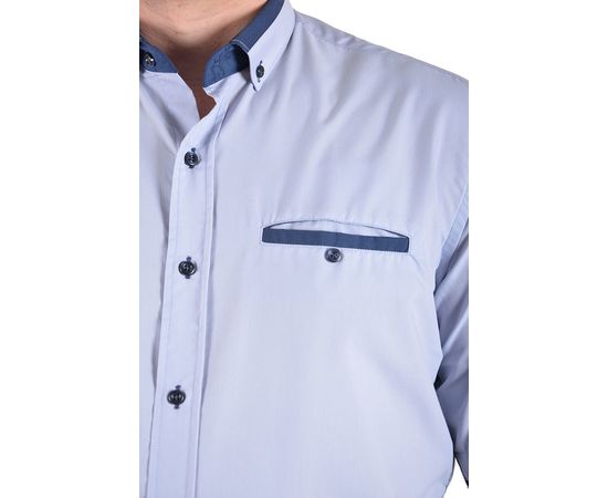 Рубашка мужская классическая VELS 15 к/р, Размер: M, Цвет: серая с т.син.отд., фото 4 | Интернет-магазин Vels