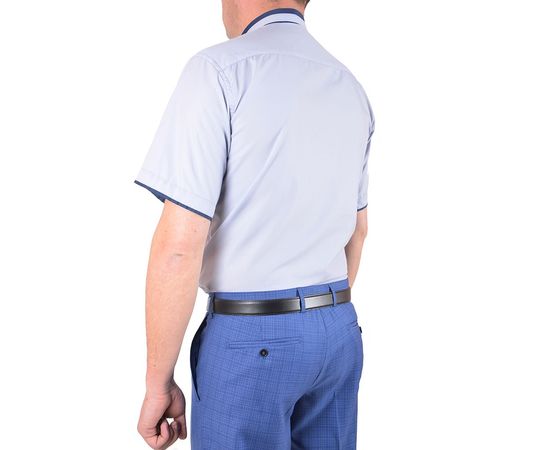 Рубашка мужская классическая VELS 15 к/р, Размер: M, Цвет: серая с т.син.отд., фото 3 | Интернет-магазин Vels