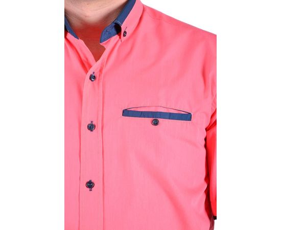 Рубашка мужская классическая VELS 170 к/р, Размер: S, Цвет: корал с тём.син.отд., фото 4 | Интернет-магазин Vels