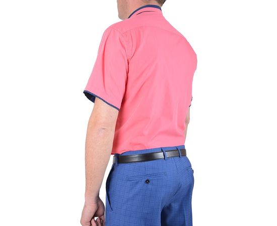 Рубашка мужская классическая VELS 170 к/р, Размер: S, Цвет: корал с тём.син.отд., фото 3 | Интернет-магазин Vels