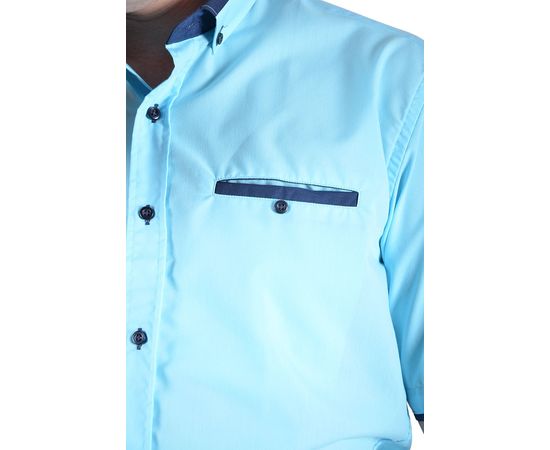 Рубашка мужская классическая VELS 192 к/р, Размер: M, Цвет: голубая с т.син. отд., фото 4 | Интернет-магазин Vels