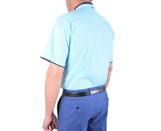 Рубашка мужская классическая VELS 192 к/р, Размер: M, Цвет: голубая с т.син. отд., фото 3 | Интернет-магазин Vels