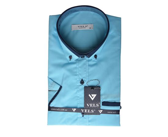 Сорочка VELS 192 класична темно-синя вставка, Розмір: M, Колір: голубая с т.син. отд. | Інтернет-магазин Vels