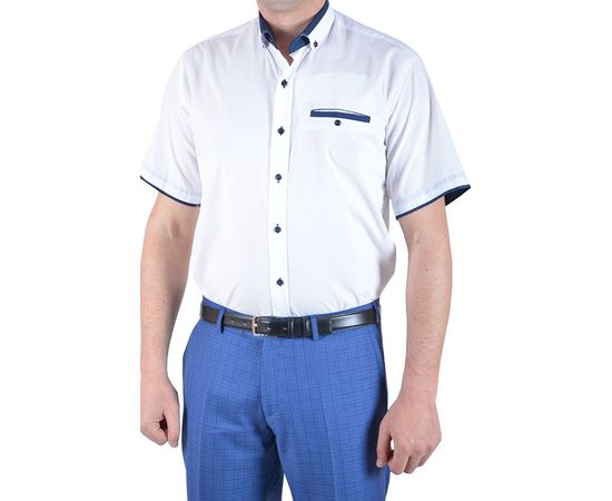 Рубашка мужская классическая VELS 1 т.син.отд. к/р, Размер: S, Цвет: белая с т. син. отд., фото 2 | Интернет-магазин Vels