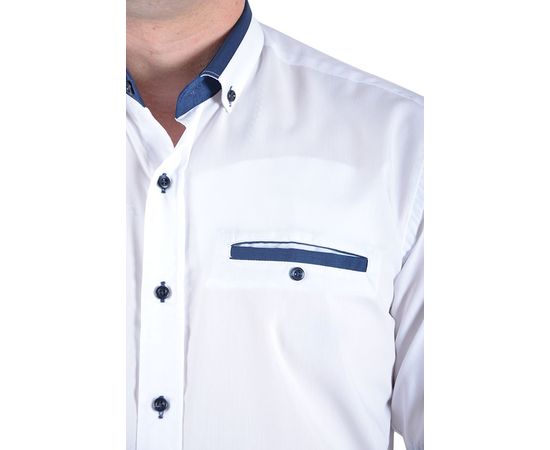 Рубашка мужская классическая VELS 1 т.син.отд. к/р, Размер: S, Цвет: белая с т. син. отд., фото 4 | Интернет-магазин Vels