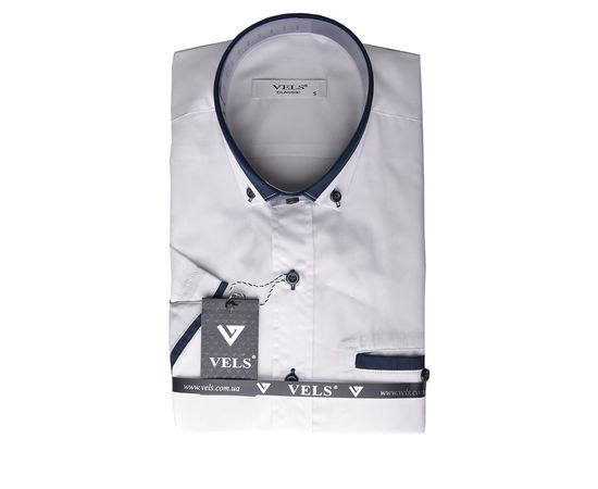 Сорочка VELS 1 класична з темно-синьою вставкою, Розмір: S, Колір: белая с т. син. отд. | Інтернет-магазин Vels