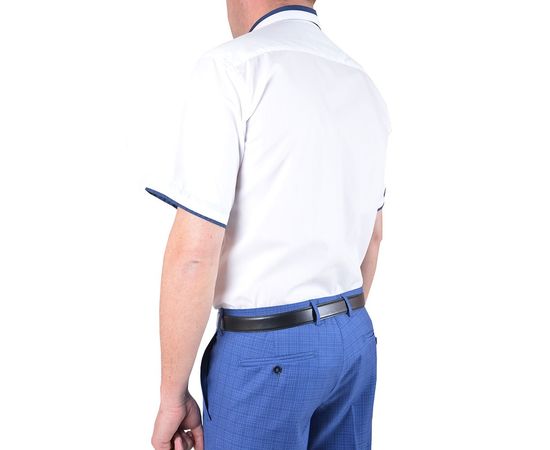 Рубашка мужская классическая VELS 1 т.син.отд. к/р, Размер: S, Цвет: белая с т. син. отд., фото 3 | Интернет-магазин Vels