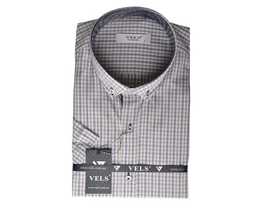 Рубашка мужская классическая VELS 3500-3 к/р, Размер: S, Цвет: коричн.- синяя клетка | Интернет-магазин Vels
