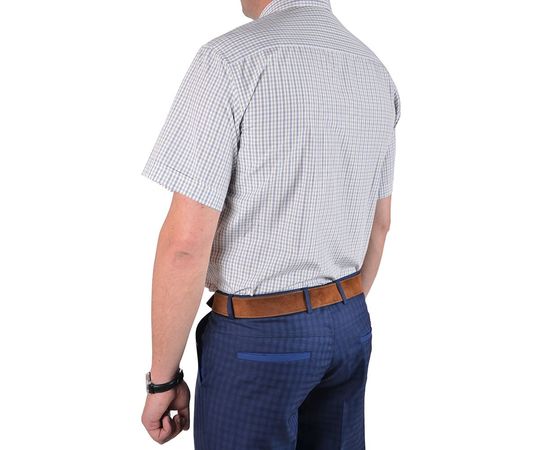 Рубашка мужская классическая VELS 3500-3 к/р, Размер: S, Цвет: коричн.- синяя клетка, фото 3 | Интернет-магазин Vels