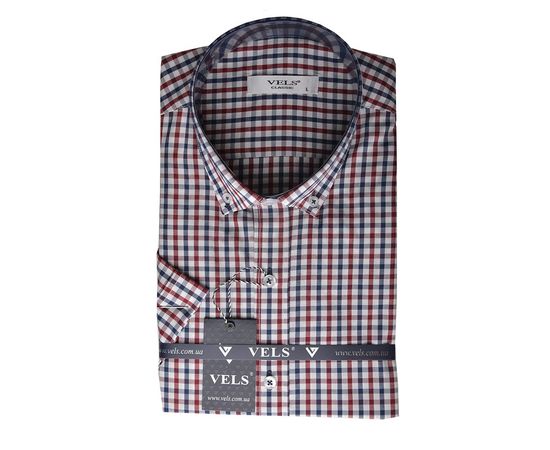 Рубашка мужская классическая VELS 35009-5 к/р, Размер: M, Цвет: красно-синяя клетка | Интернет-магазин Vels