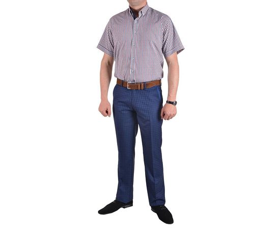 Рубашка мужская классическая VELS 35009-5 к/р, Размер: S, Цвет: красно-синяя клетка, фото 4 | Интернет-магазин Vels