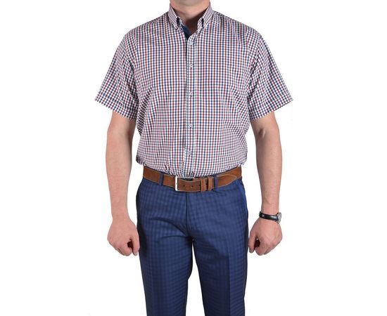 Рубашка мужская классическая VELS 35009-5 к/р, Размер: S, Цвет: красно-синяя клетка, фото 2 | Интернет-магазин Vels