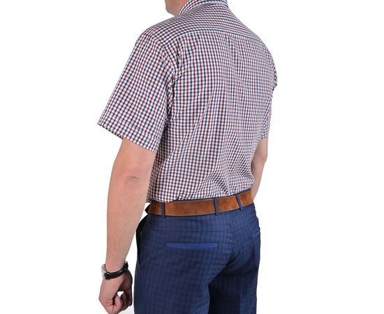 Рубашка мужская классическая VELS 35009-5 к/р, Размер: S, Цвет: красно-синяя клетка, фото 3 | Интернет-магазин Vels