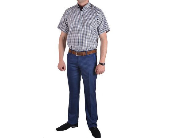 Рубашка мужская классическая VELS 35009-6 к/р, Размер: S, Цвет: коричн.- синяя клетка, фото 4 | Интернет-магазин Vels