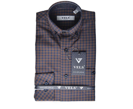 Рубашка VELS 9356/6 дет.налокот., Размер: 1, Цвет: коричневая клетка | Интернет-магазин Vels