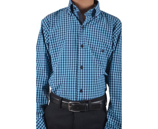 Рубашка VELS 9356/7 дет.налокот., Размер: 1, Цвет: сине-голубая клетка, фото 5 | Интернет-магазин Vels