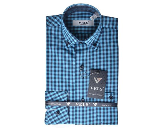 Рубашка VELS 9356/7 дет.налокот., Размер: 1, Цвет: сине-голубая клетка | Интернет-магазин Vels