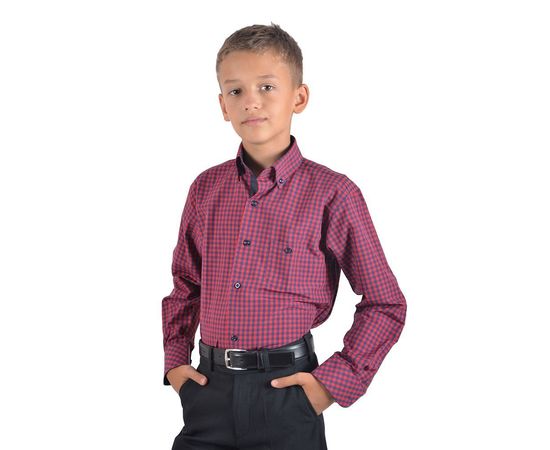 Рубашка VELS 9356/1 дет.налокот., Размер: 4, Цвет: красно-синяя клетка, фото 2 | Интернет-магазин Vels
