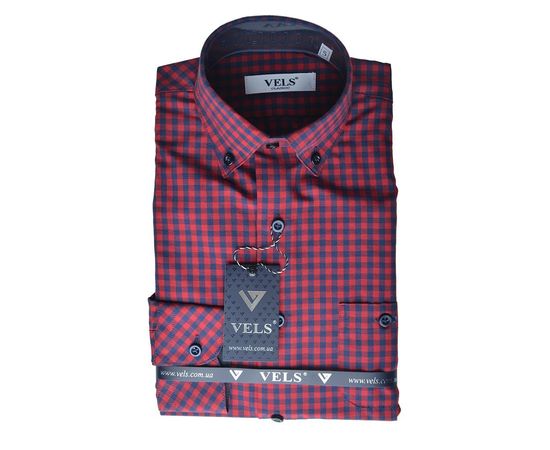 Рубашка VELS 9356/1 дет.налокот., Размер: 4, Цвет: красно-синяя клетка | Интернет-магазин Vels