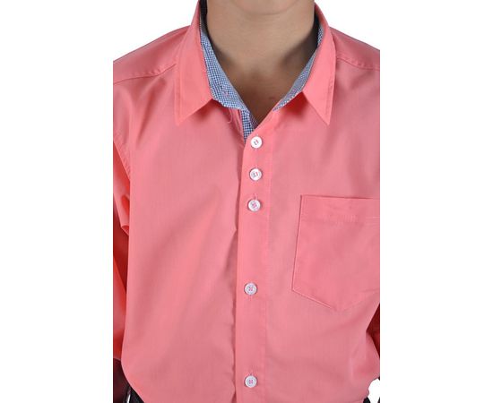 Рубашка VELS отд.дет. (5-6-7-8) 3338 (154), Размер: 110/5, Цвет: персик с отд.т.син. клетка, фото 4 | Интернет-магазин Vels