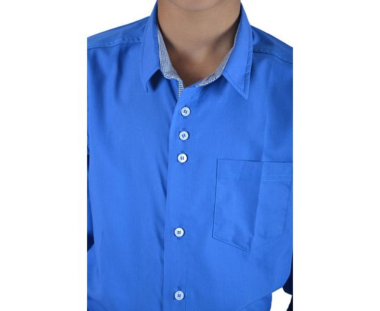 Рубашка VELS отд.дет. (5-6-7-8) 3338 (232), Размер: 110/5, Цвет: синяя с отд.т.син. клетка, фото 4 | Интернет-магазин Vels