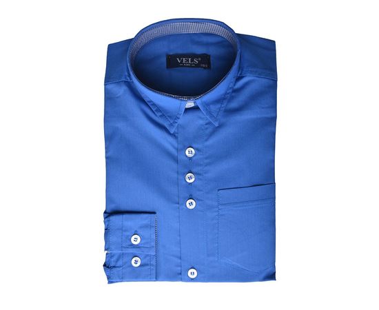 Рубашка VELS отд.дет. (5-6-7-8) 3338 (232), Размер: 116/6, Цвет: синяя с отд.т.син. клетка | Интернет-магазин Vels