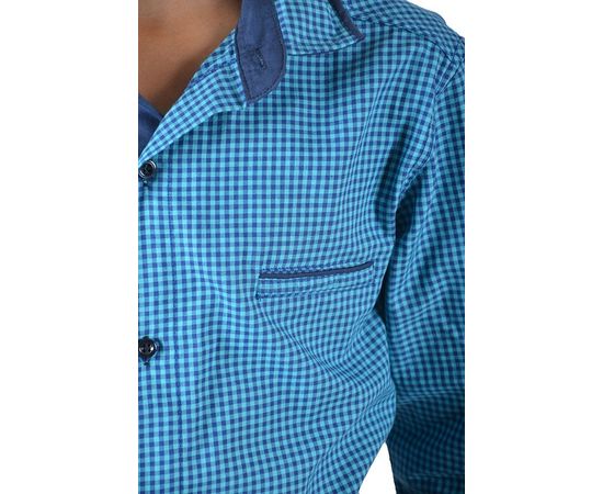 Рубашка VELS отв.дет. (5-6-7-8) 2922 (03), Размер: 110/5, Цвет: бирюза клетка, фото 5 | Интернет-магазин Vels