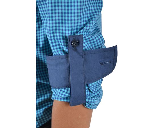 Рубашка VELS отв.дет. (5-6-7-8) 2922 (03), Размер: 110/5, Цвет: бирюза клетка, фото 6 | Интернет-магазин Vels