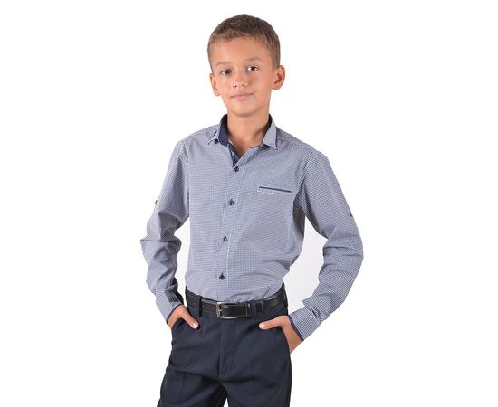 Рубашка VELS отв.дет. (5-6-7-8) 2922 (04), Размер: 110/5, Цвет: белая в син. клет., фото 3 | Интернет-магазин Vels