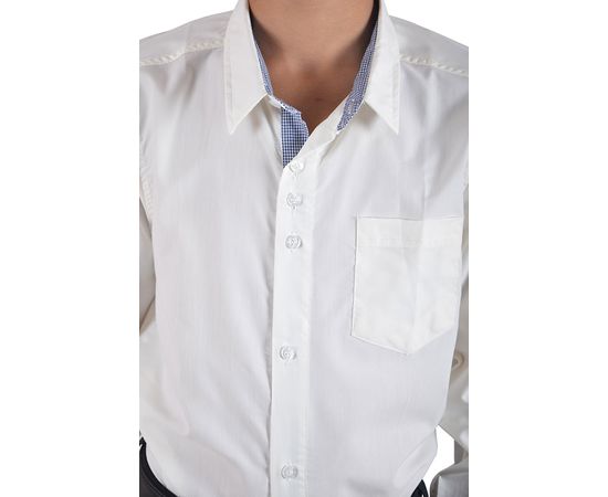 Рубашка VELS отд.дет. (9-10-12-14)3339 (215), Размер: 134/9, Цвет: айвори с отд.т.син.клет., фото 4 | Интернет-магазин Vels